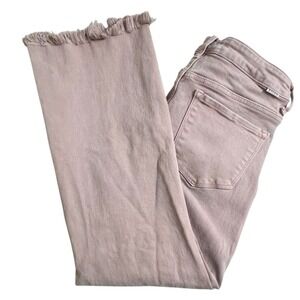 Risen Jeans Womens 29 Mauve Pink‎ Distressed Mid Rise Cropped Flare Leg Jeans